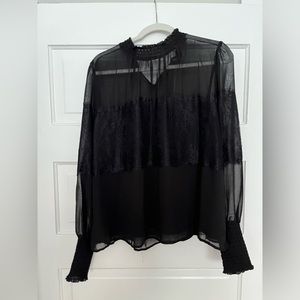 Black Ellis Lace Detail Blouse Size Large. NWT